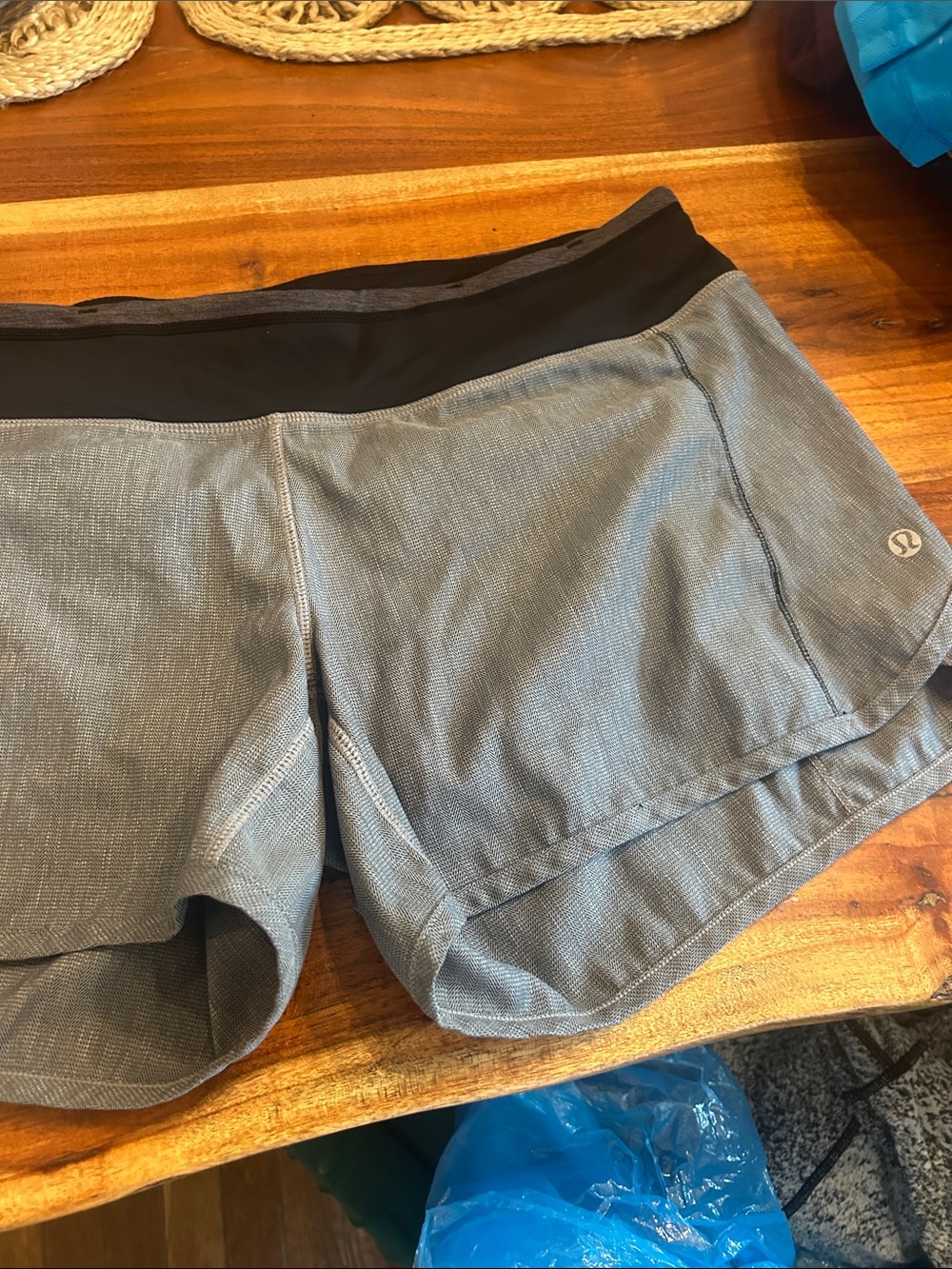 lululemon athletica Gray Athletic Shorts with Black Waistband